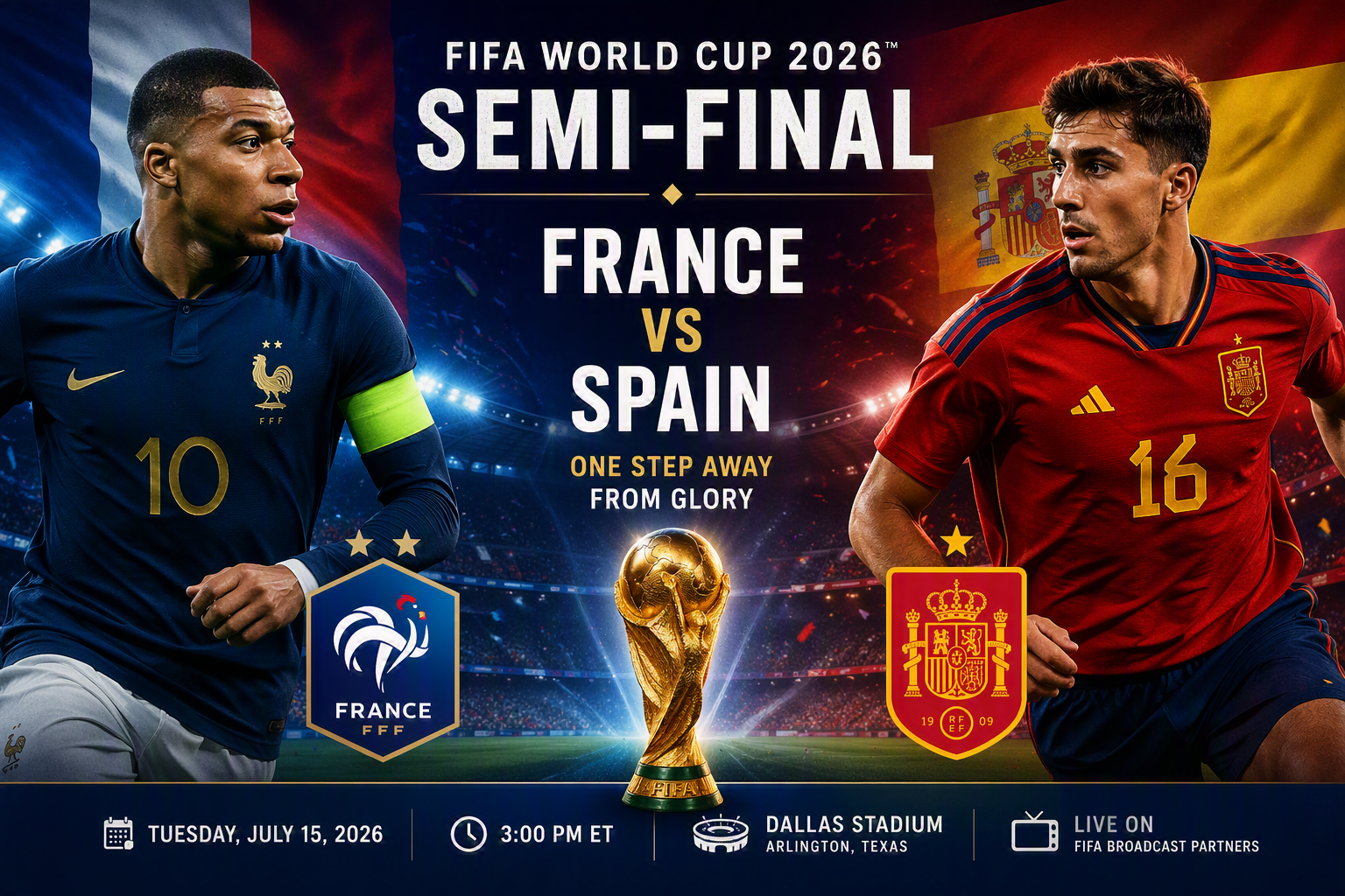 France and Spain Set for Blockbuster FIFA World Cup Semi-Final Clash