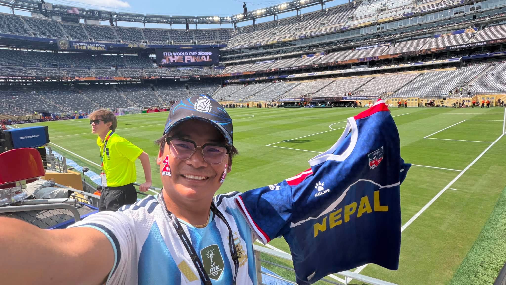 World Cup Final Fever: Devoted Fan Himgyap Lama Brings Nepal’s Colors to the Big Stage in New York